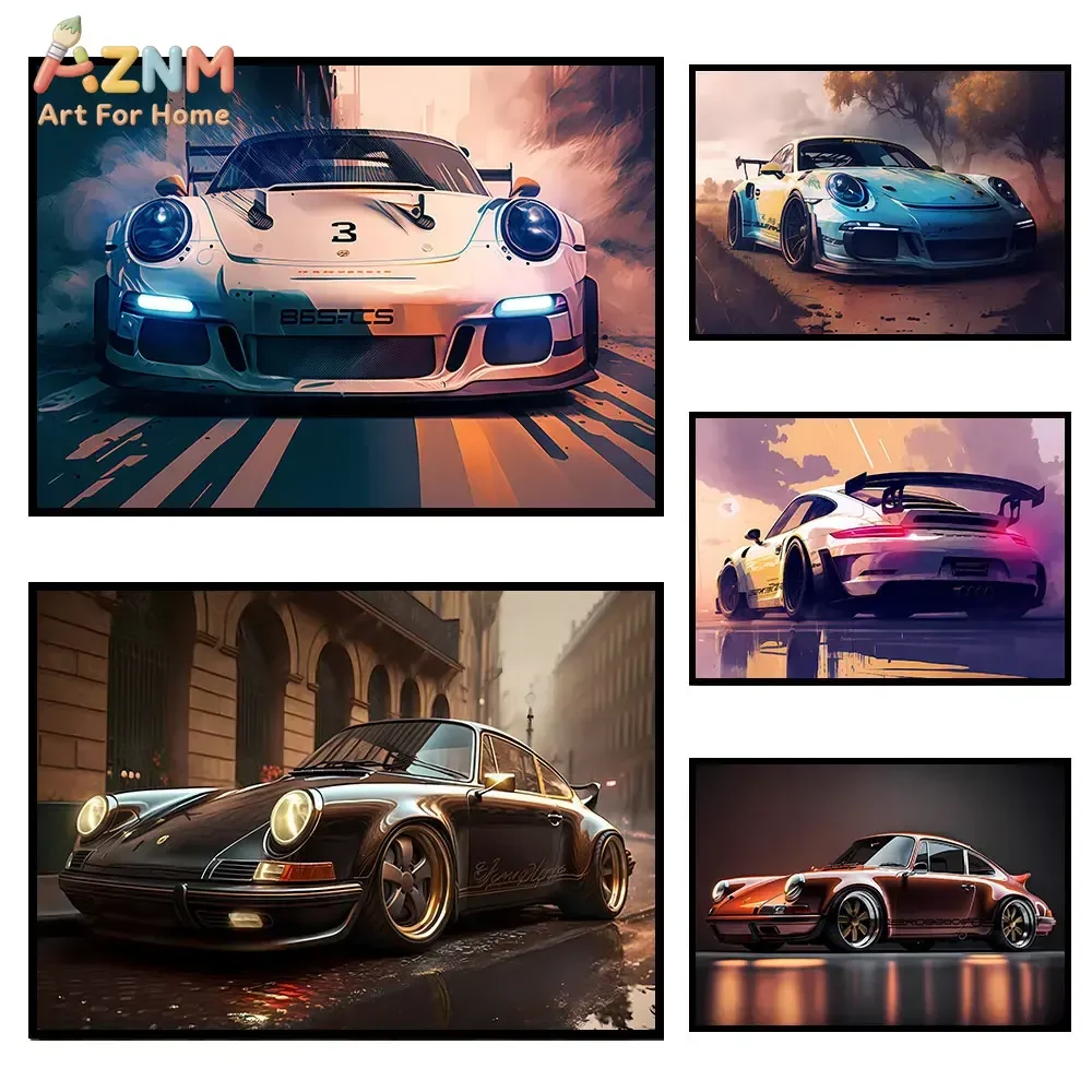 AZNM Vintage Porsche 911 Canvas Wall Art Unframed, Classic S