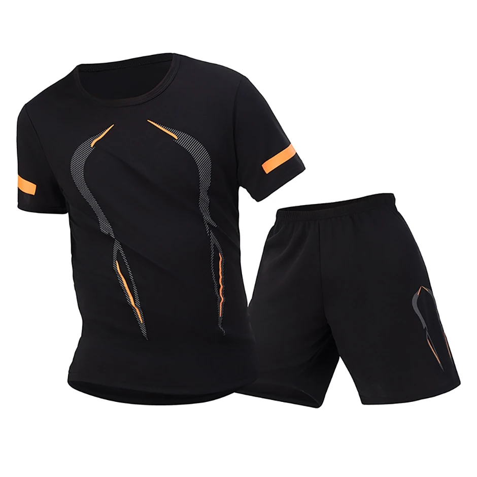 2-teiliger Herren-Sportanzug aus Mesh, atmungsaktiv, schnell trocknend, locker, Übergröße, Laufen, Fitness, Bergsteigen, lässig, kurzärmelige Shorts – Detail 11