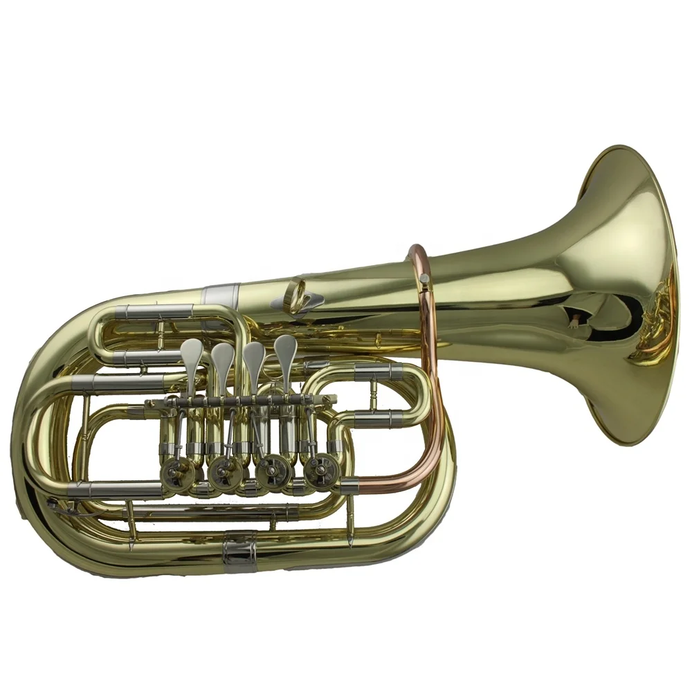 Gold lacquer  Rotary  Euphonium ( 4 VALVE gold brass leadpipe Tone C/Bb)