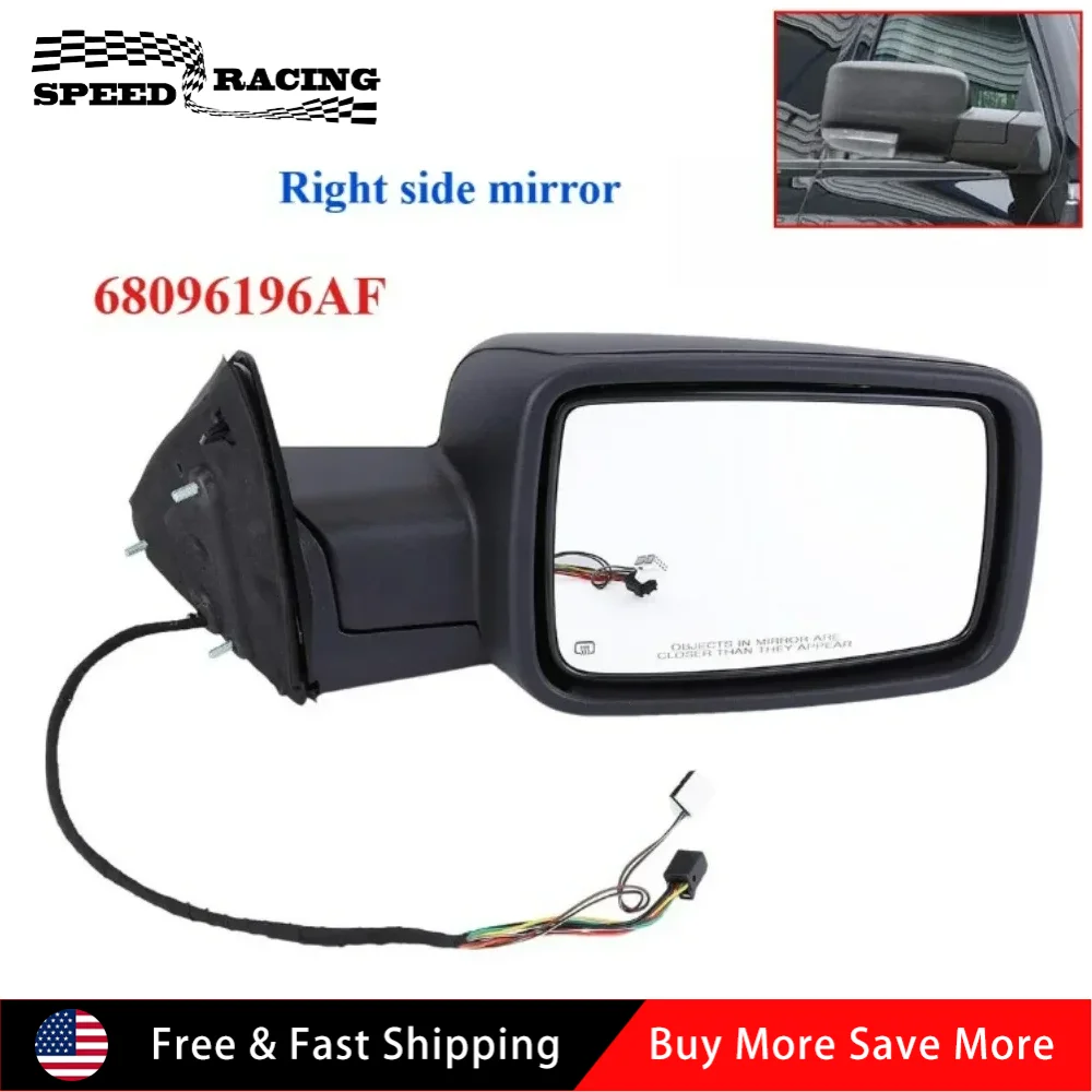 

68096196AF Durable Right Passenger Side Power Fold + Heated + LED Signal Mirror Black For 2013-2019 Ram 1500