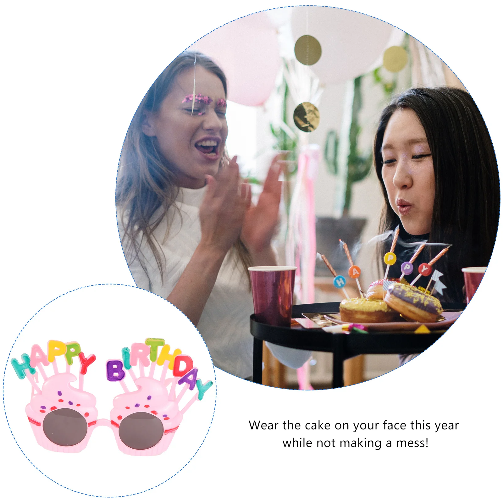 

Happy Birthday Glasses Cream Cake Design Party Favors Novelty Sunglasses Durable Lightweight Eyewear Happy Birthday Glasses