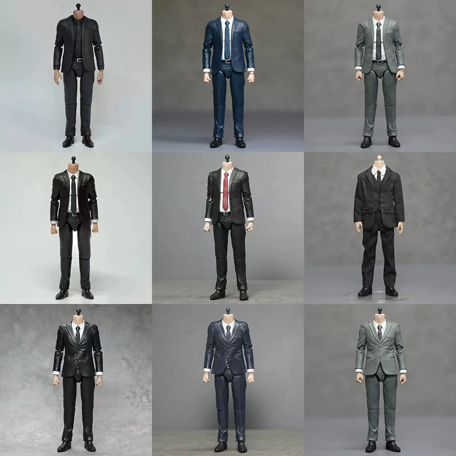 

Manipple Studio 1/12 Scale Black Blue Grey Suit Male Body Action Figure Dolls with Hands Model Fit 6'' SHF MAFEX Head Sculpts