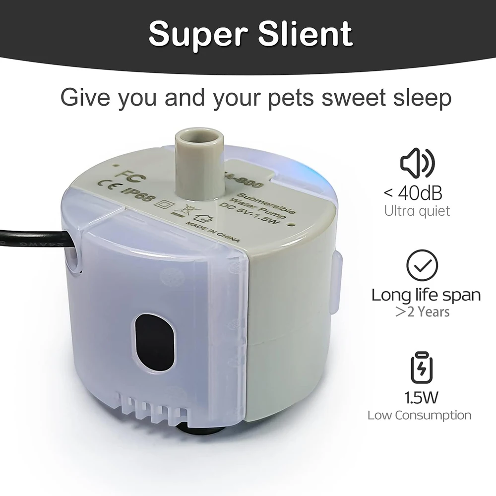 Remplacer la pompe à eau pour chat fontaine d'eau moteur pompe Submersible animal de compagnie chat fontaine d'eau SMA-800 USB muet pompe à eau accessoires