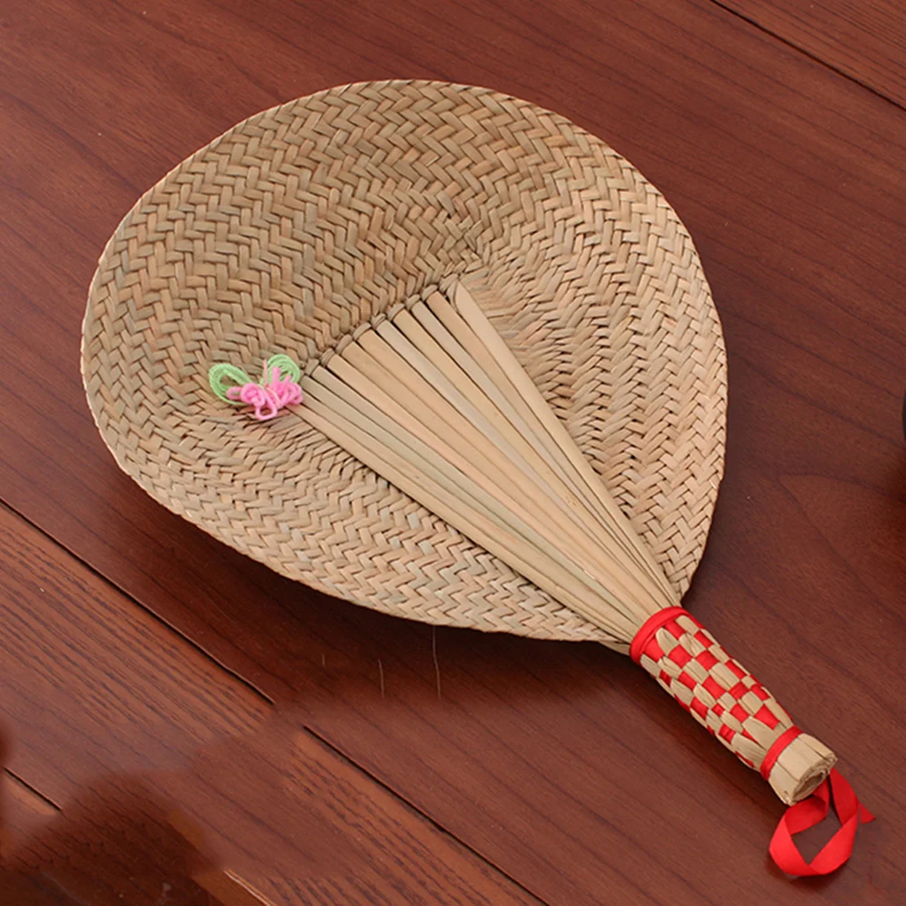 

Eco-Friendly Straw Fan Handmade Lightweight with String Hanging Feature for Home Porch Walks Summer Fan Straw