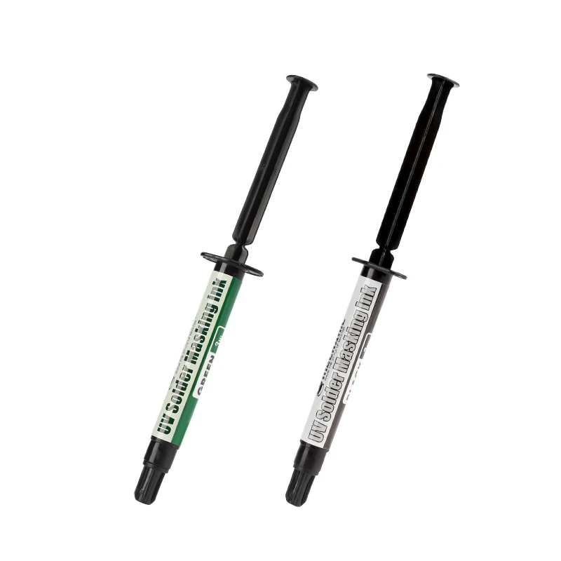 Jeringa de tinta para Máscara de Soldadura, protección PCB, pintura con 3 agujas para reparación de teléfonos móviles, color verde/Negro, 1 unidad