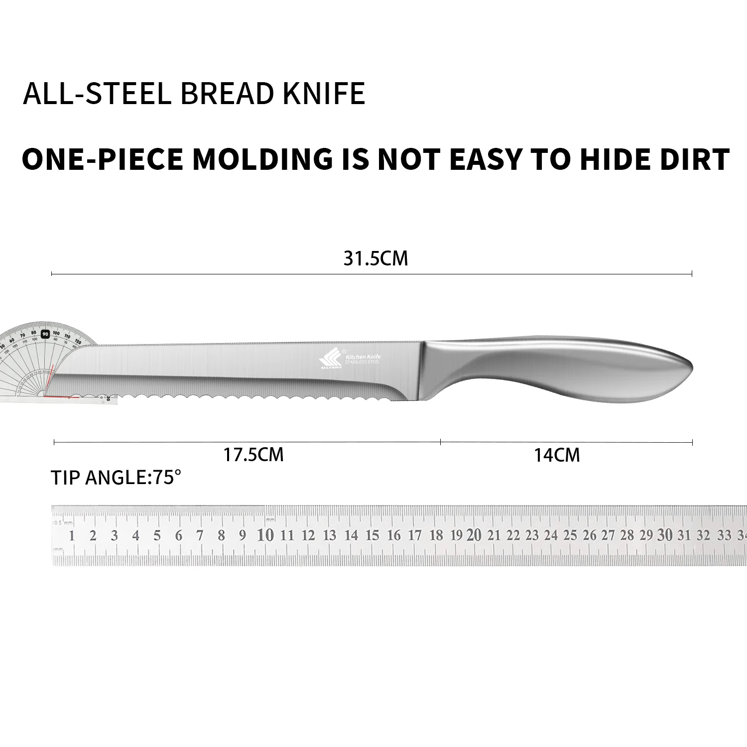 All-steel bread knife Stainless Steel serrated bread knife Baking Special Cake knife Fruit baking supplies Kitchen accessories