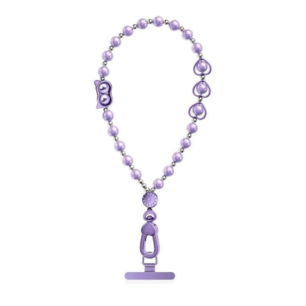 

Cute Short Phone Lanyard Anti-lost with Gasket Wrist Lanyard Beaded Portable Mobile Phone Chain