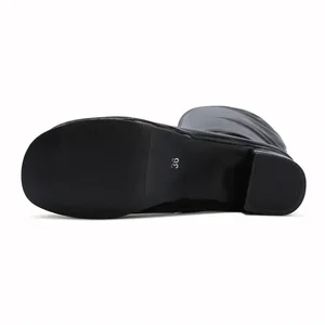 Plus Größe weibliche Knie -Plattformstiefel hochorange rot weißes Leder Patent High Heels Lady Lady Finger Round Reißverschluss Stiefel 6 Hauptverkäufe Frauen Orange Stiefel - №2