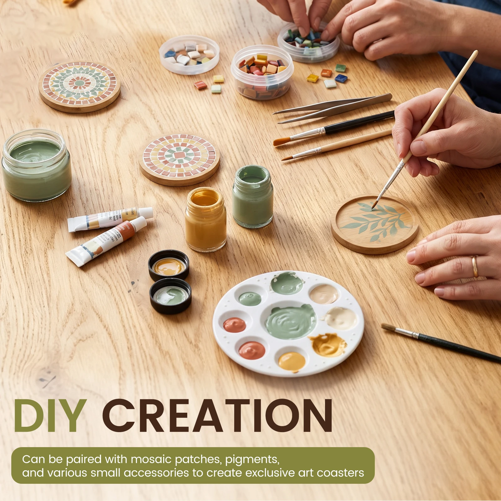 12Pcs Bamboo Cup Pad for DIY Crafts Studio Home Tea Time And Candle Display Bamboo Cup Pad DIY Cup Pad Wood Cup Pad Natural