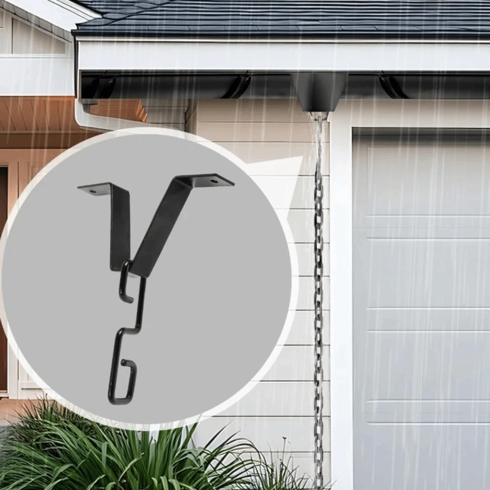 

Черный адаптер для дождевой цепи Сверхмощный железный крючок для дождевой цепи Дождевые цепи Простая установка Разъем для водосточной трубы Збор дождевой воды