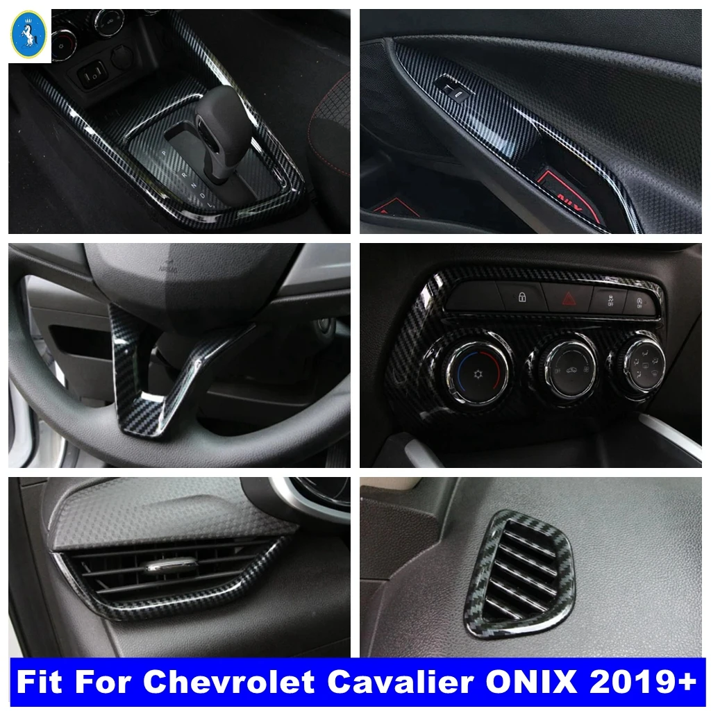 

Car Air AC Outlet Vent / Glass Lift / Gear Box Panel Cover Trim For Chevrolet Cavalier ONIX 2019 - 2024 Carbon Fiber Accessories
