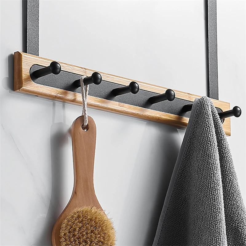 6 Hooks Home Door Rear Hook Clothes Hat Towel Keys Hanger Bathroom Kitchen Accessories Holder Organizer Rack Wall Mounted