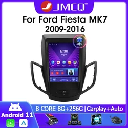 JMCQ-9.7 인치 2Din 안드로이드 11.0 차량용 스테레오 라디오 멀티미디어 비디오 플레이어, 4G + WIFI GPS 카플레이 헤드 유닛, 포드 피스타 MK7 2009-2016