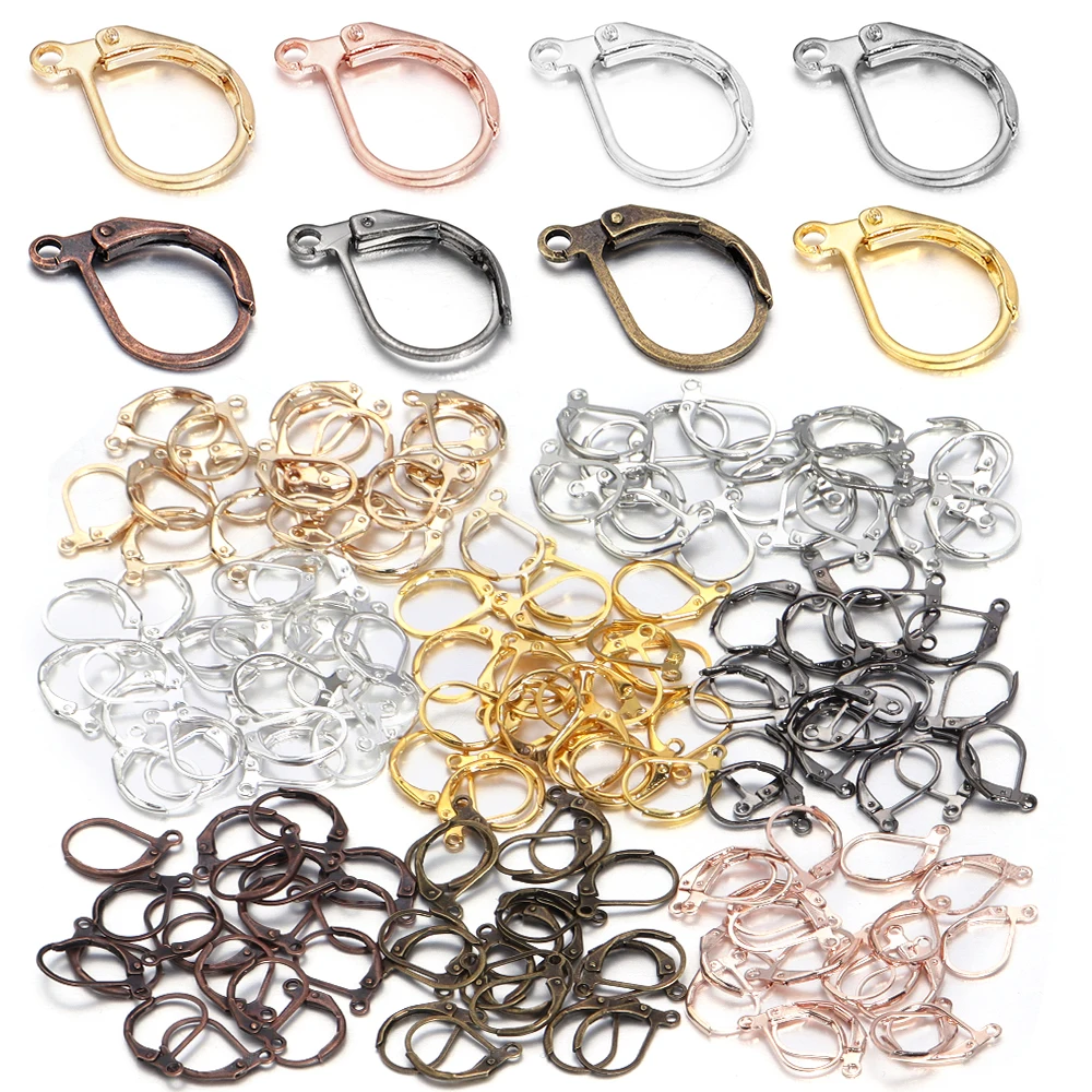 50pcs/lot Hypoallergenic Earring Hooks French Lever back Earwire Stainless Steel Earrings Clasp for Jewelry Making Findings