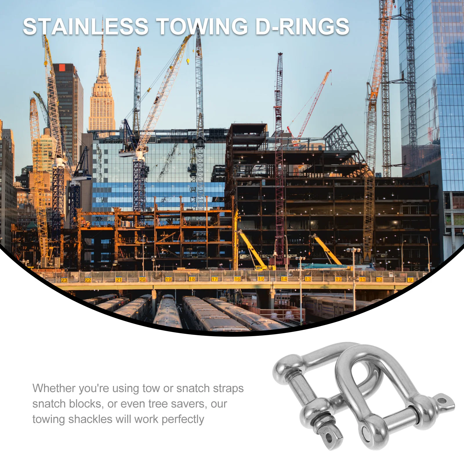 

4pcs Stainless Steel Shackles D-Ring Heavy Duty Towing For Off-Road Winch Tow Strap Shackle Isolator Trucks Suvs