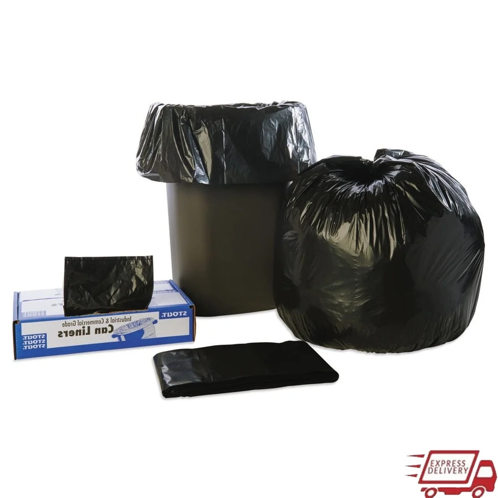 100 bolsas de basura de plástico reciclado 33Gal resistente sin perfume 1,3 mil cierre de corbata uso comercial 33X40 pulgadas