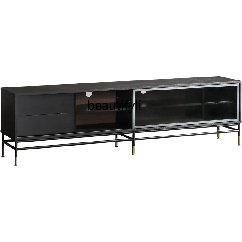 

LBX Italian Minimalist Glass Metal TV Cabinet Audiovisual Cabinet