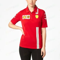 Womens 2023 Team Polo Shirt  F1 Racing Motorcycle Short Sleeve Formula One Team Store T -shirt Dry And Breathable