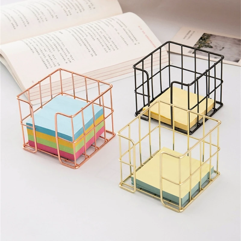 B2EF Metal Mesh Note Box Storage Box Memo Pad Holder Notepads Box สำหรับโต๊ะทำงาน
