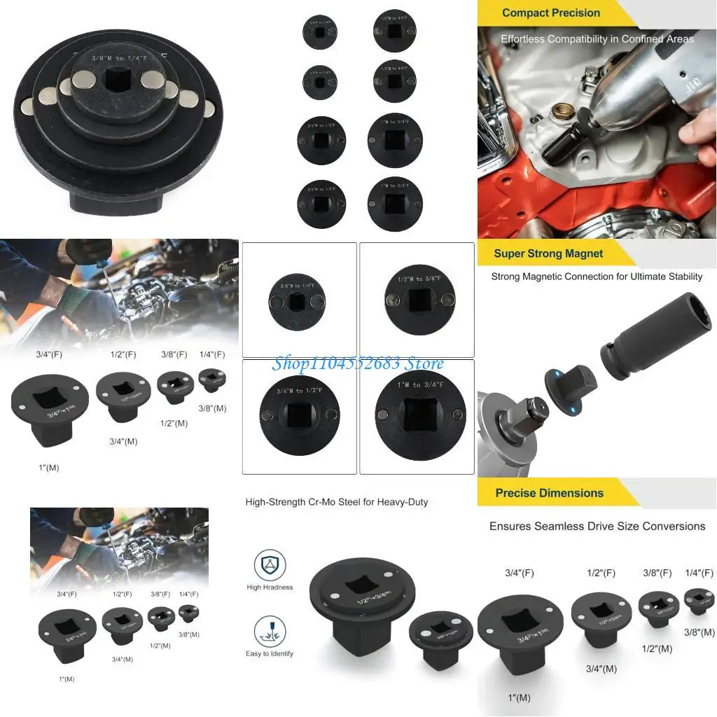 

Y6GD 8pc Impact Rate Socket Adapters Locking Chrome Moly Steel Universal Fit Power Tool Accessories