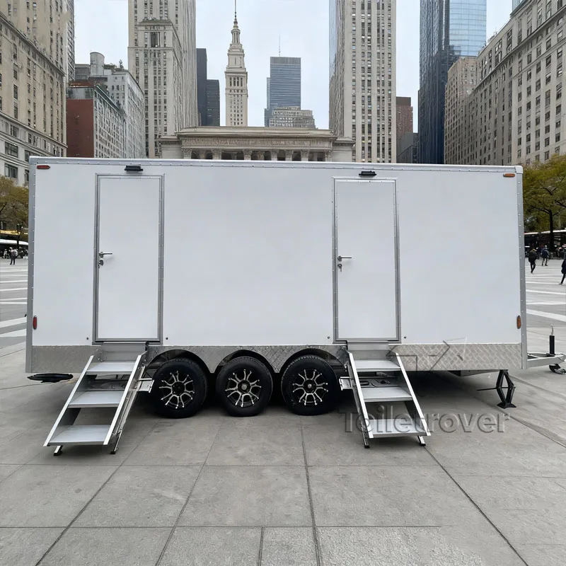 الصين معتمد VIP المحمول الفاخرة 20ft الحاويات الحديثة 4 كشك في الهواء الطلق مرحاض الحمام مقطورة مرحاض محمولة للبيع