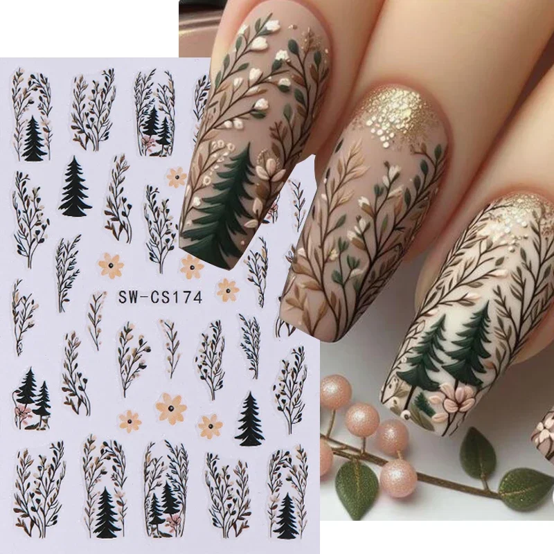 3D Fall Leaf Nail Sticker Autumn Pumpkin Slider Halloween Scorpion Cherry Spider Web Ghost Decal DIY Manicure Art Decoration Tip