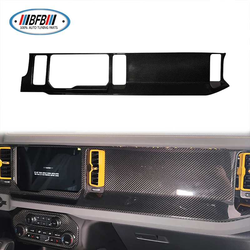 2pcs Dry Carbon Fiber Interior Accessories Dashboard Cover Air Vent Dash Panel Kit For Ford Bronco 2021up