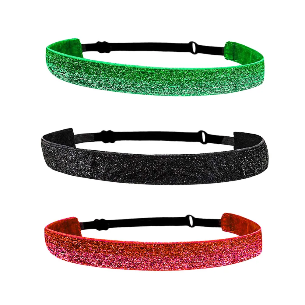 Yoga Headbands 3 Piece Elastic Non Slip Hair Bands for Women Girls One Size Softball Volleyball Dance Cheer
