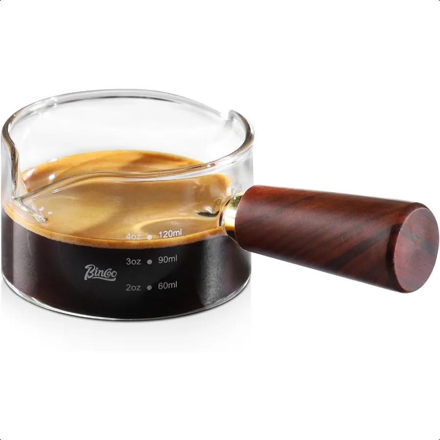 

Kieliszki Espro Shot с деревянной ручкой, 120 мл, стеклянная чашка для дозирования кофейных зерен с двойным носиком, прозрачная мерная чашка Espro, стекло для Baris
