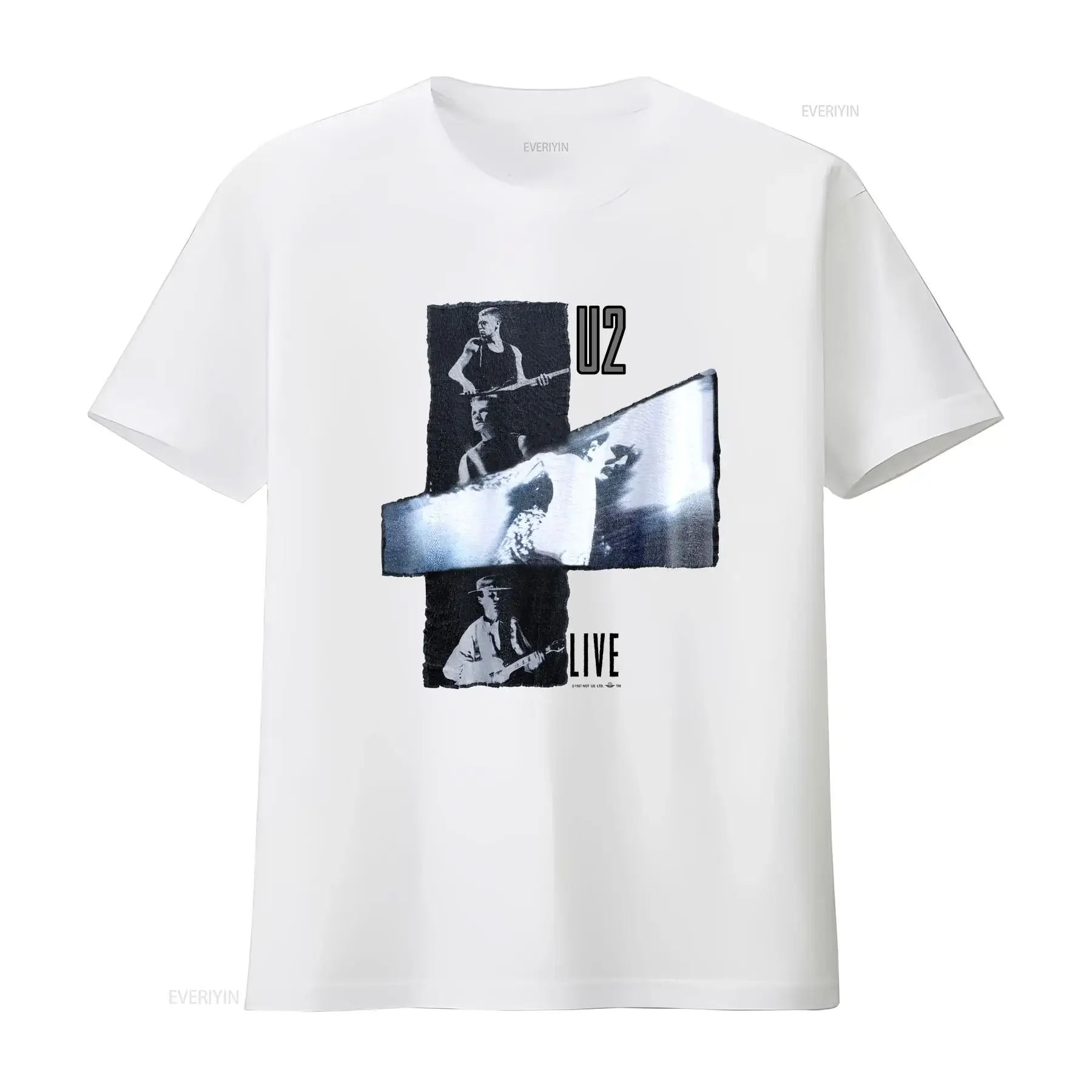 تي شيرت عتيق U2 جوشوا Tree Tour Concert 1987 U3804 ملابس مصممة عتيقة مغسولة أنيقة غير رسمية متعددة الاستخدامات