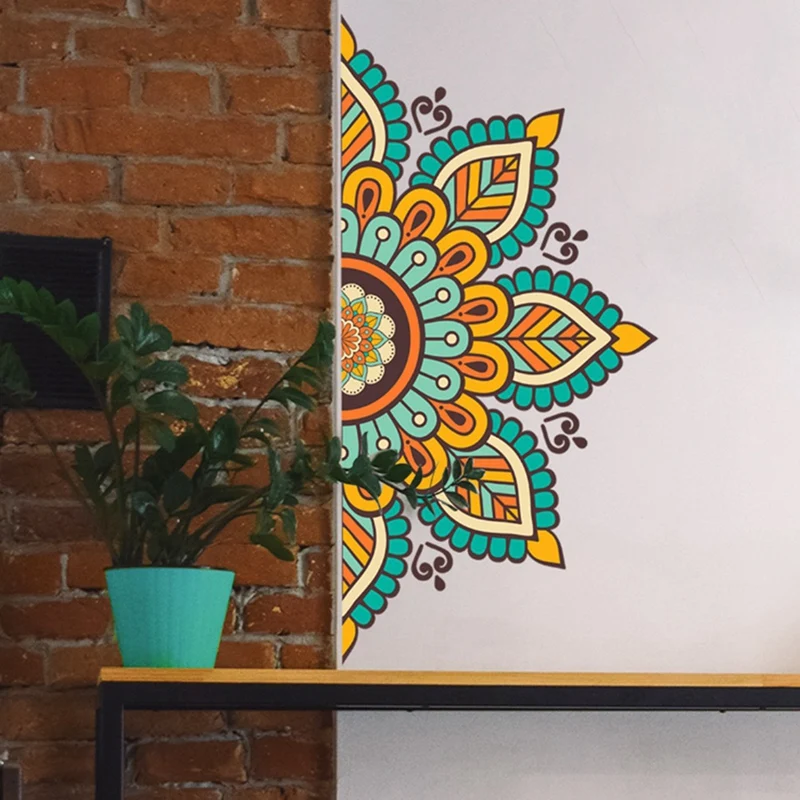 -ESTR Mandala Wall Sticker Wallpaper Sticker Self-Adhesive Background Decoration Suitable For Living Room