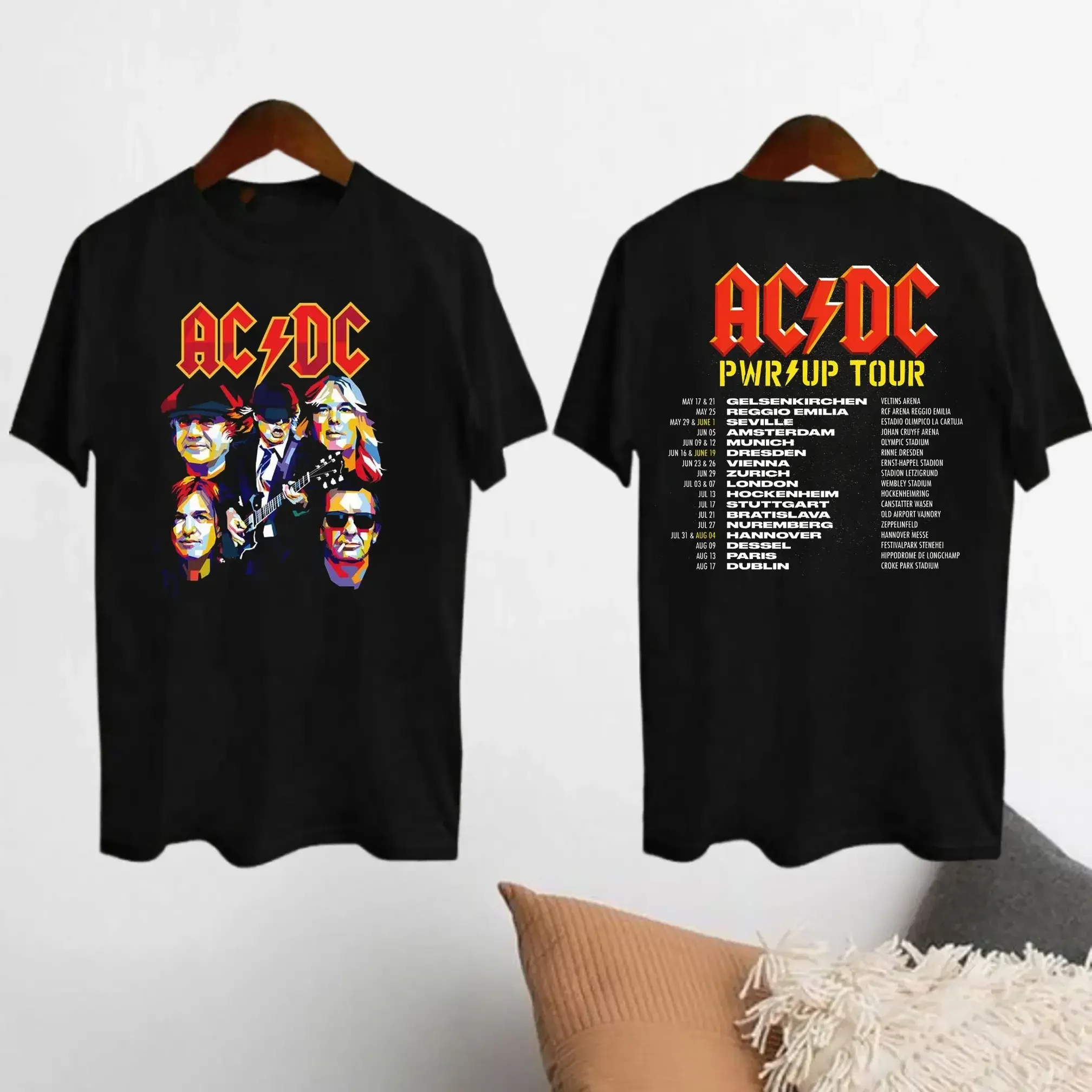 2024 AC-DC Band 51 Years Rare Vintage T-shirt Those about To Rock Casual Lyrics Short Sleeve Unisex Top TOUR PWRUP Cotton Shirt