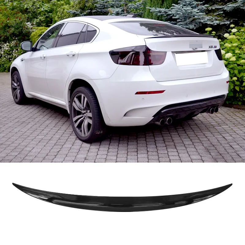 Car Rear Wing for BMW X6 E71 Spoiler 2008 to 2014 Black ABS Plastic Tail Fin Accessories