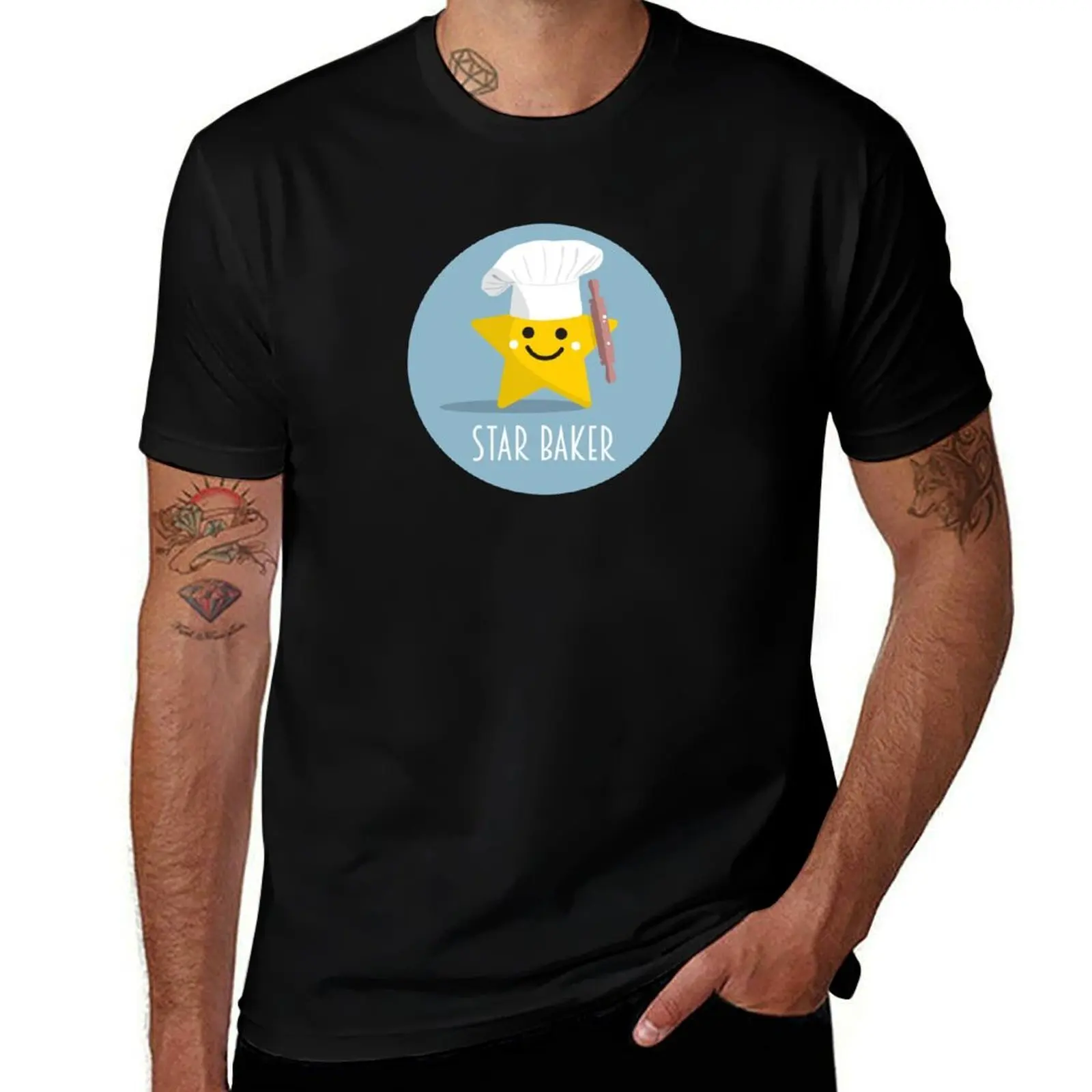 Cute Star Baker with Rolling Pin T-Shirt cotton tshirt 100% T-Shirt