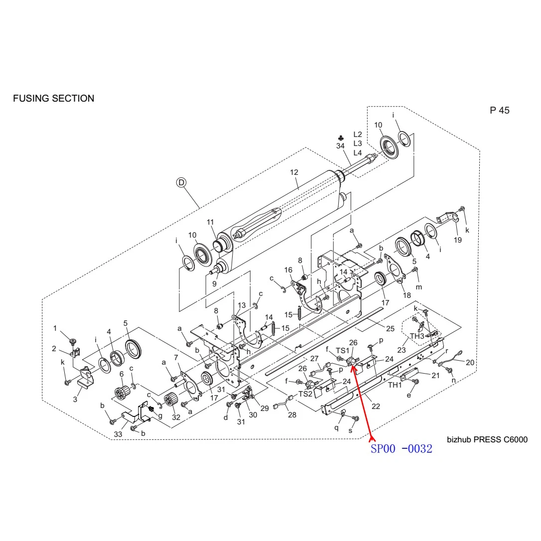 Termostato de SP00-0032 para Konica Minolta, C6000, C7000, C70hc, C500, C5500, C5501, C6000L, C6500, C6501, C65hc