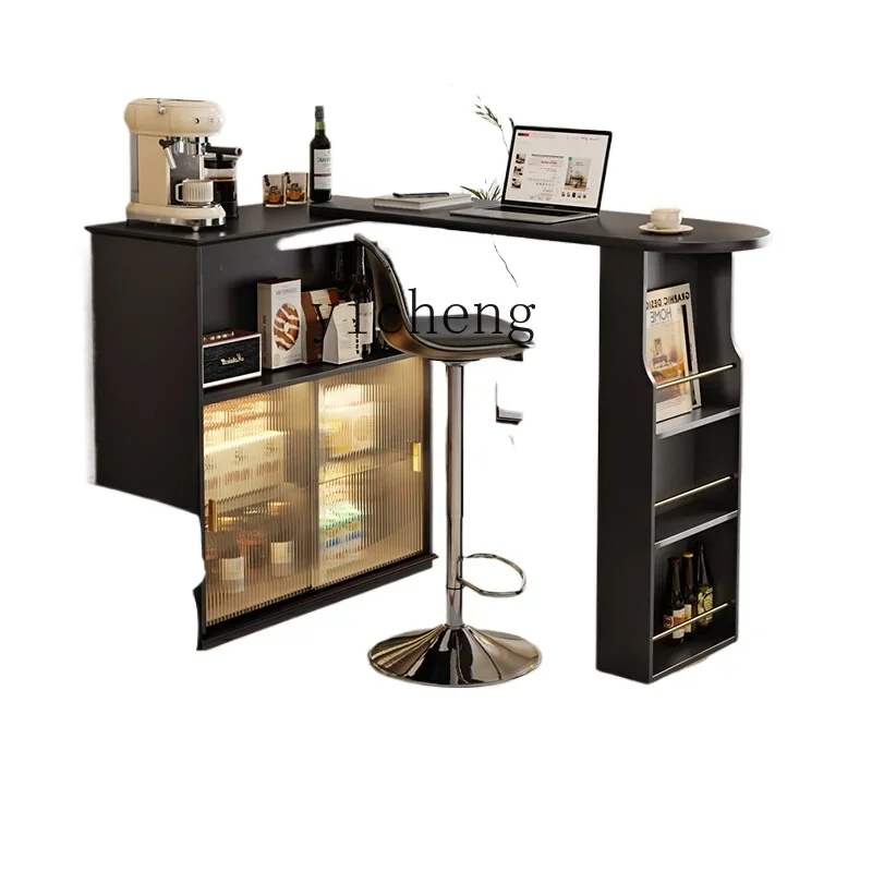 ZK dining side cabinet integrated light luxury retractable rotating leisure work table living room sofa side bar table