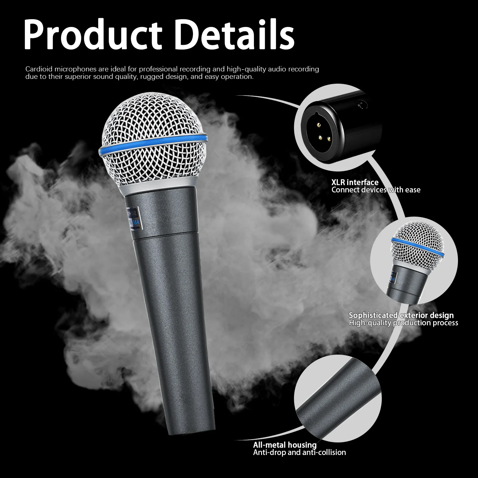 LN85 المهنية السلكية ميكروفون سلسلة Dynacmic الصوتية يده هيئة التصنيع العسكري مناسبة لحفلة الكاريوكي الغناء المواد المعدنية القلب #3