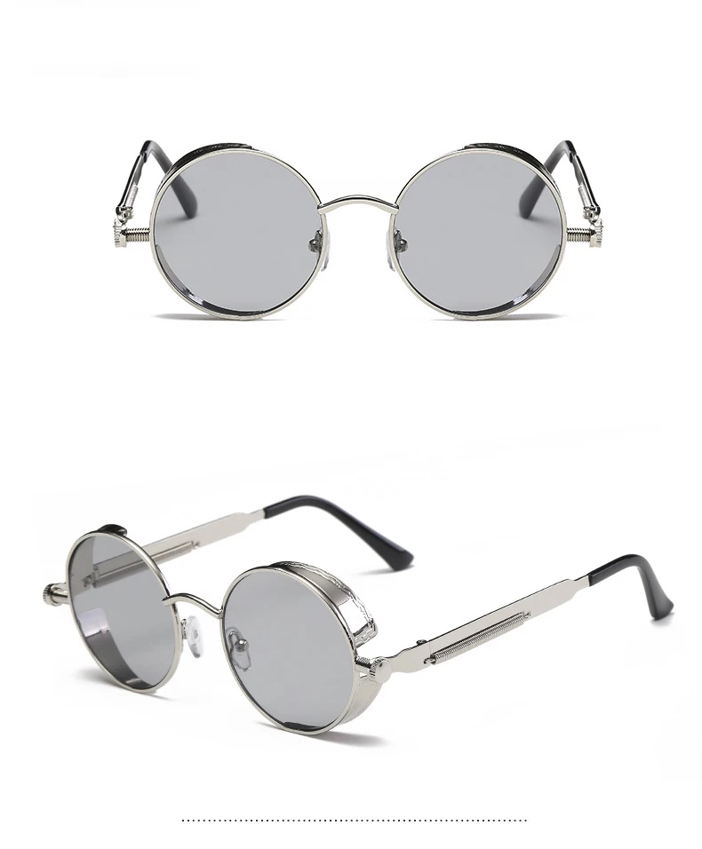 Metall Steam Punk Stil Sonnenbrille Steampunk Mode Männer Retro Runde Sonnenbrille – Detail 6