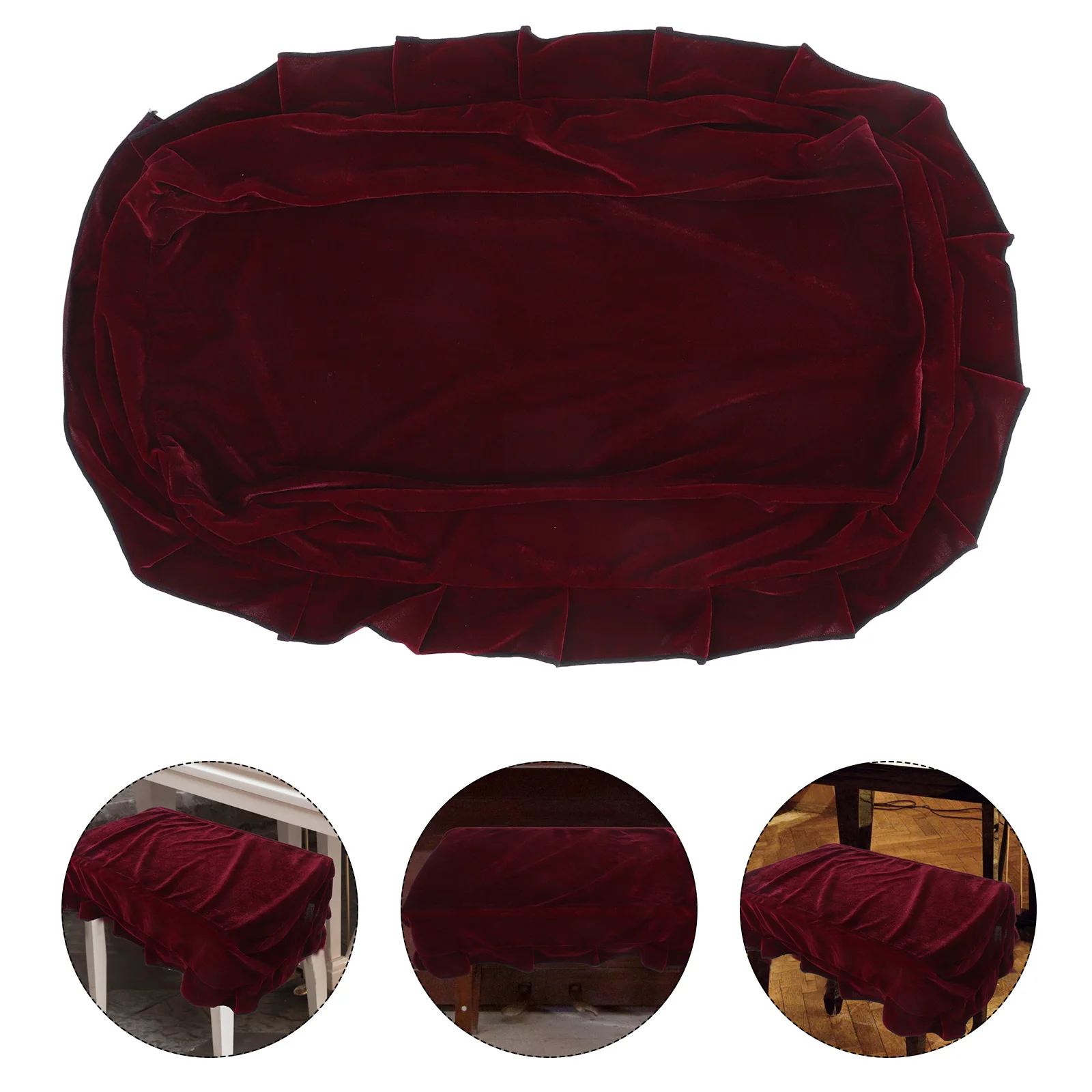 

European Style Piano Stool Cover Chair Seat Cushion Golden Bordered Protective