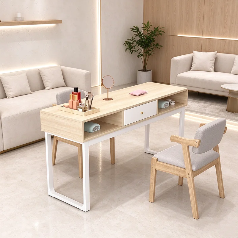 Elegant Classic Nail Table Traditional Rustic Rectangle European Nail Table Vintage Wabi Sabi Table Ongle Nail Salon Furniture