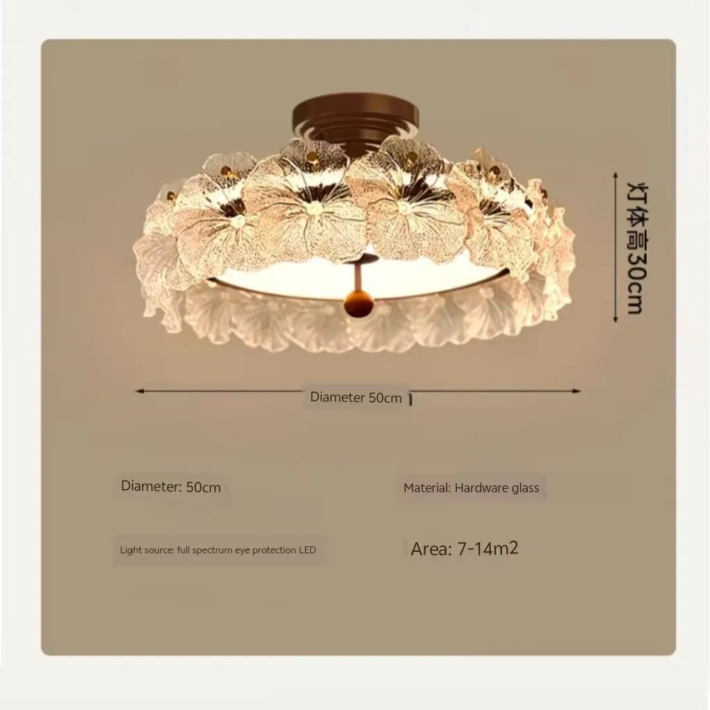 Ancient Feng Shui Crystal Flower Ceiling Lamp, High end Living Room Decorative Lamp, French Retro Luxury Bedroom Ceiling Lamp