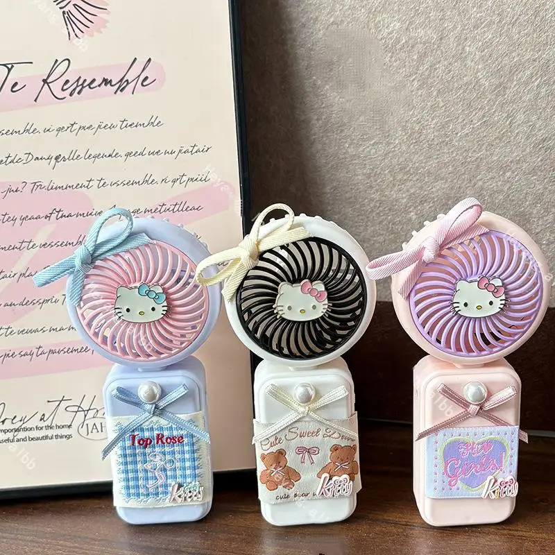 

Ручной маленький вентилятор Sanrio Hello Kitty Cinnamoroll с героями мультфильмов Kawaii для девочек, студентов, летний уличный мини-портативный маленький вентилятор для ручной клади