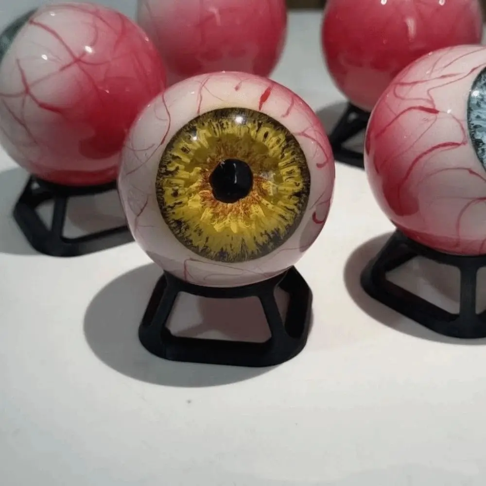 Unique Hyper-Realistic Eyeball Ornament 3D Resin Halloween Sculpture with Base Multicolor Desktop Decor Figurine Gothic Decor