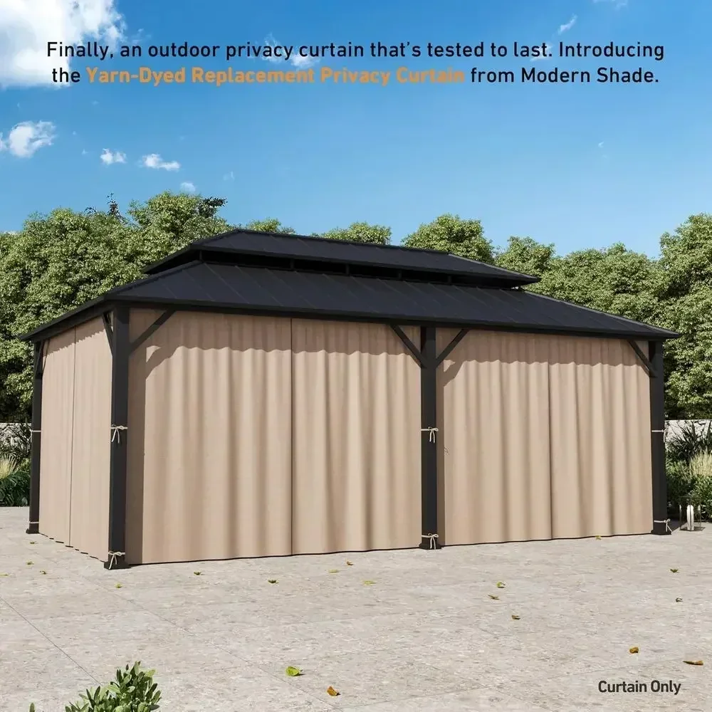 6-Panel Outdoor Gazebo Replacement Curtains, 12' x 20', Privacy with Zipper, for Patio and Backyard