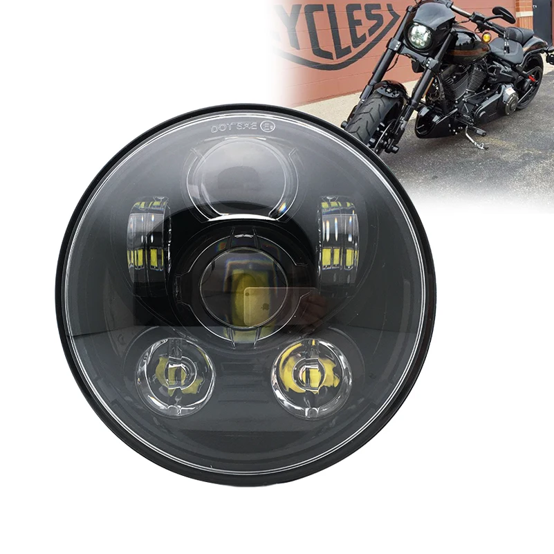 Faro LED negro de 5,75 pulgadas para motocicleta, 5, 3/4 \