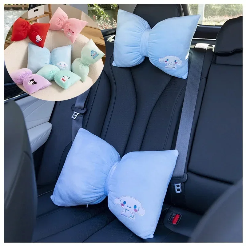 Anime Sanrios My Melody Cinnamoroll Hello Kittys Plush Car Headrests Soft Backrest Kawaii Auto Interior Decoration Girl Gift