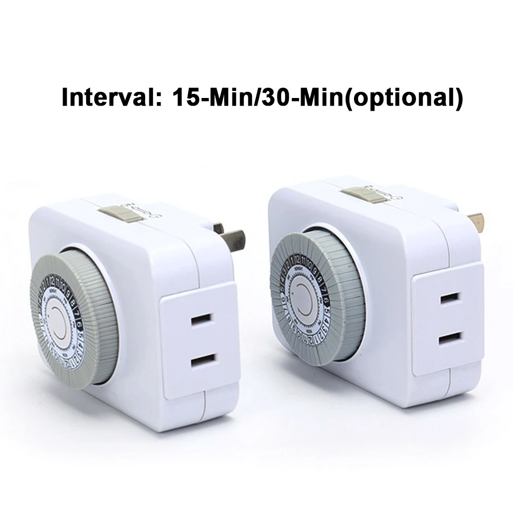 Indoor Mechanical Outlets Timer 24-Hour Programmable Plug-in Switch Support 15-Minute Interval for Electronic Devices Charging