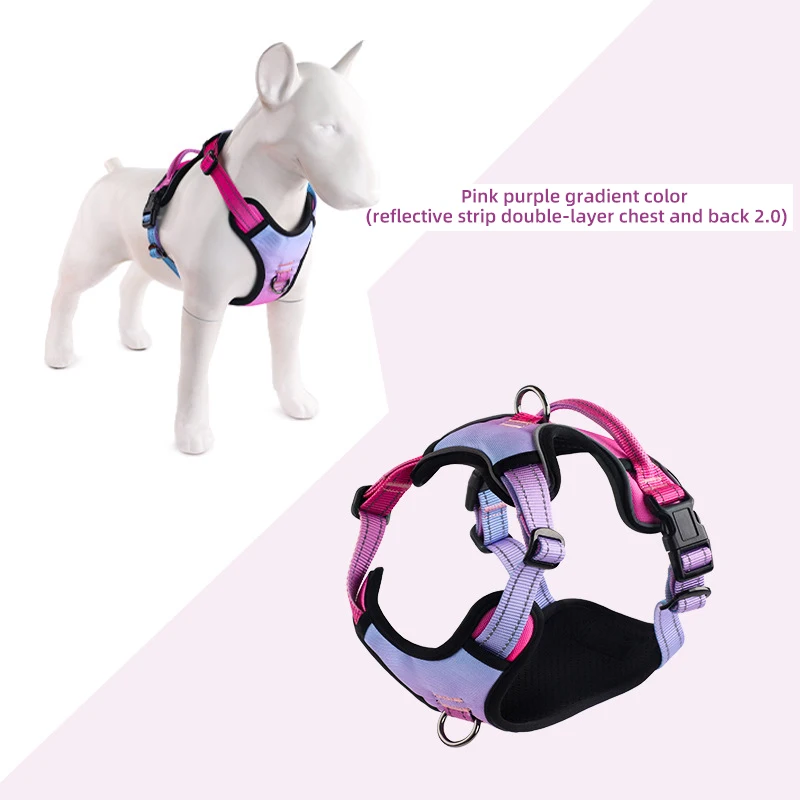 Gradient dog vest reflective adjustable, with training handle, breathable and waterproof, easy to wear