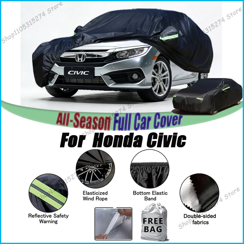 

Водонепроницаемый полный чехол для автомобиля Honda Civic 2016-2024 годов выпуска, ветрозащитный, снегозащитный, защита от дождя, града, солнца, УФ-излучения, для использования на улице и в помещении