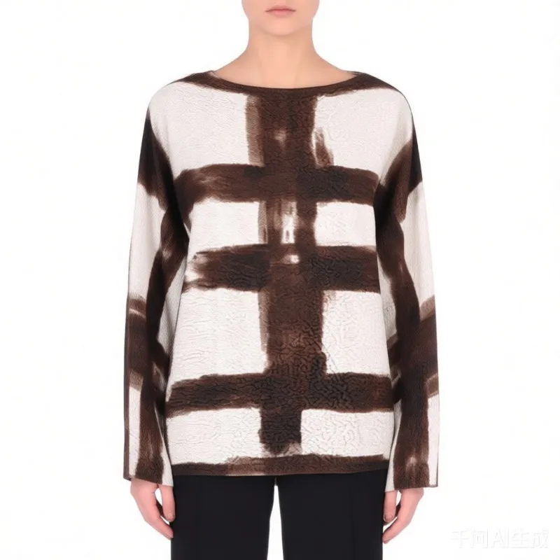 

Miyake Pleated T-shirt 2026 Premium Sense Niche Print Retro Tops Women Spring New Loose Plus Size Long-sleeved T-shirt Women